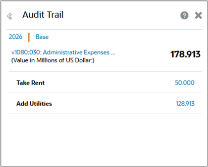 Il pannello Audit trail visualizza i dati degli account secondari